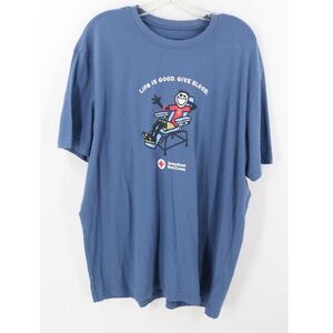 Life is Good American Red Cross Size XL Blue T-Shirt Give Blood